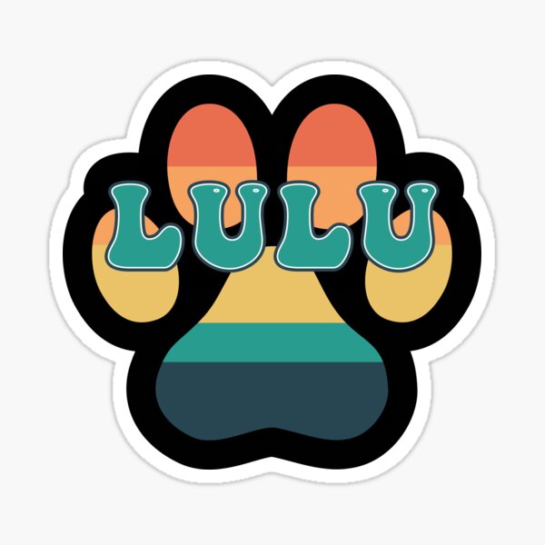 "Lulu Dog Name Vintage Sunset Paw Prints on Black - Lulu Dog Name