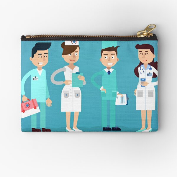 Medical Staff. Nurse and Doctor. Hospital Medical Team. Health Care. Medicine Professional. Medical Concept. Zipper Pouch