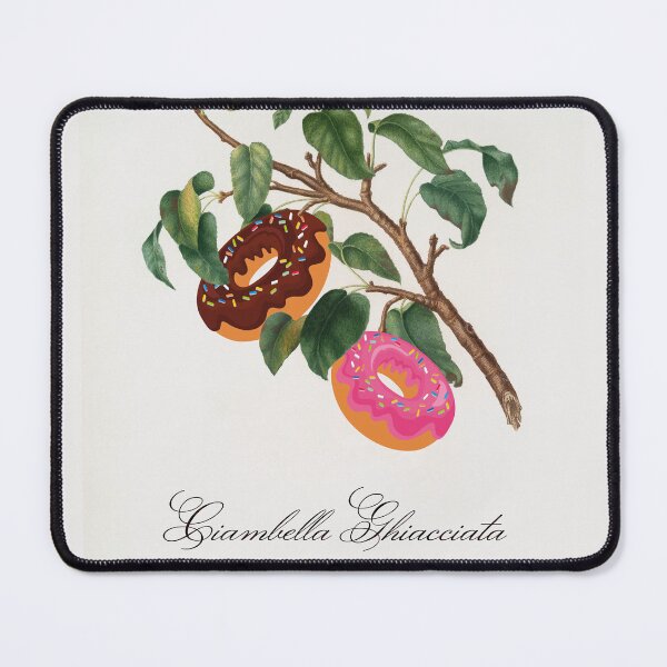 Item preview, "Ciambella Ghiacciata" - Donut Tree; classic botanical art from Pomona Italiana updated with chocolate and strawberry donuts designed and sold by Ofeefee.