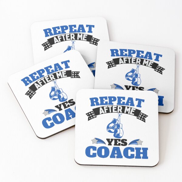 Item preview, Repeat After Me Yes Coach Boxing - Blue Black - Funny Sports designed and sold by GymWearDepot.