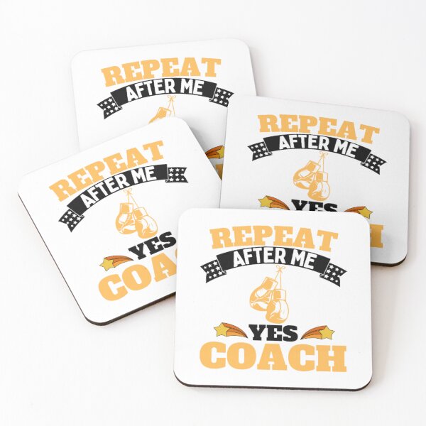 Item preview, Repeat After Me Yes Coach Boxing - Yellow Black - Funny Sports designed and sold by GymWearDepot.
