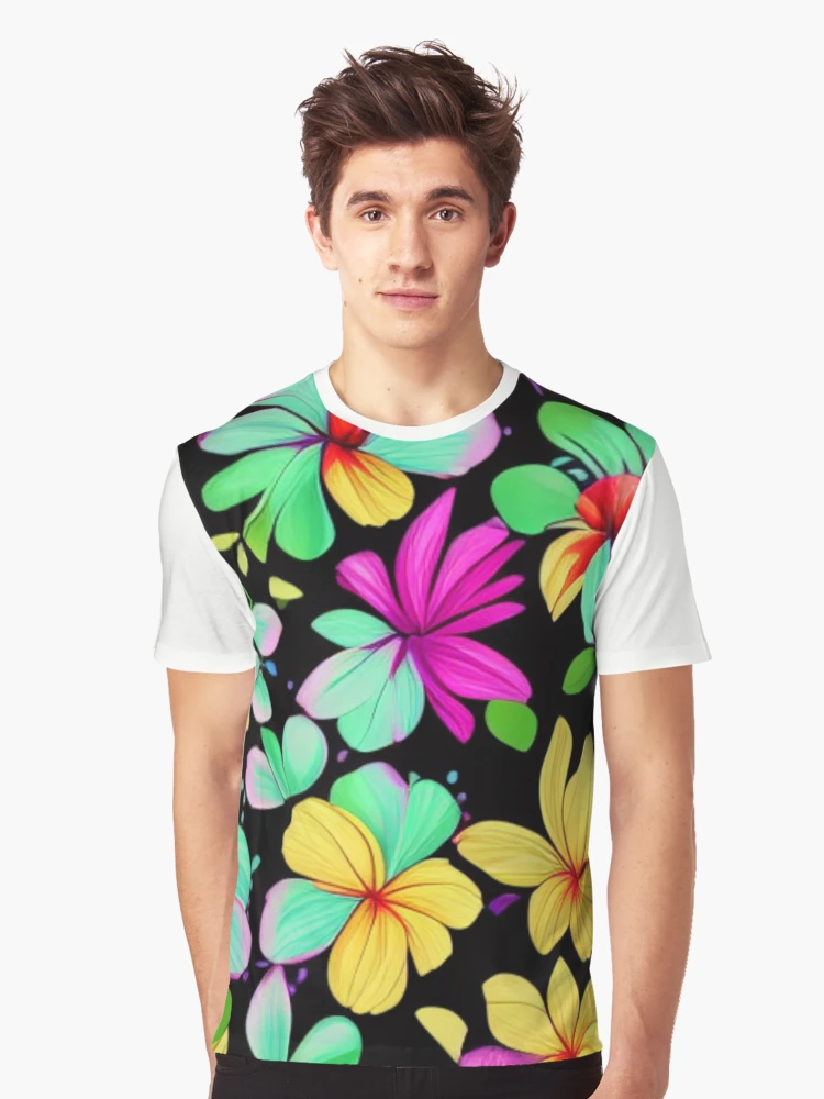 Rainbow flowers on vivid black
