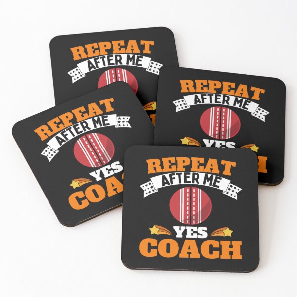 Item preview, Repeat After Me Yes Coach Cricket - Orange White - Funny Sports designed and sold by GymWearDepot.