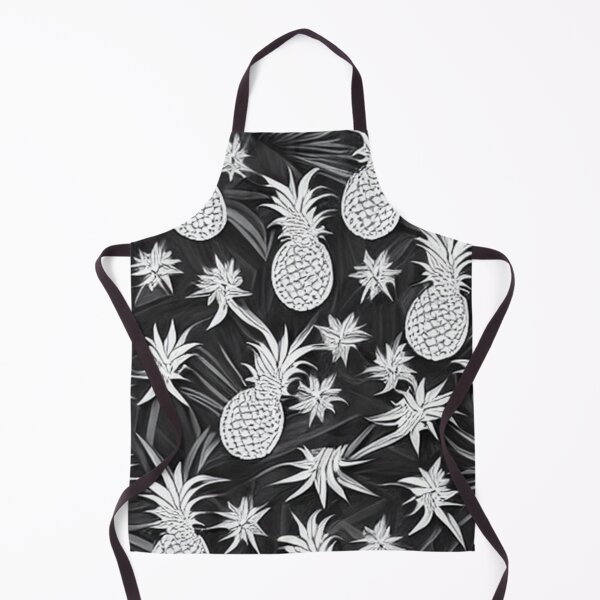 Item preview, Pineapple Pattern Black and White Apron designed and sold by UncannyCanvas.