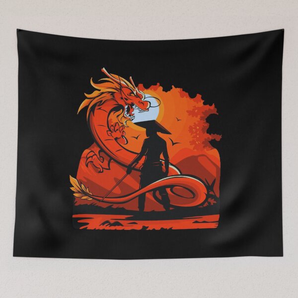 Item preview, Red Anime Samurai and Dragon design designed and sold by Dven-Clothes.