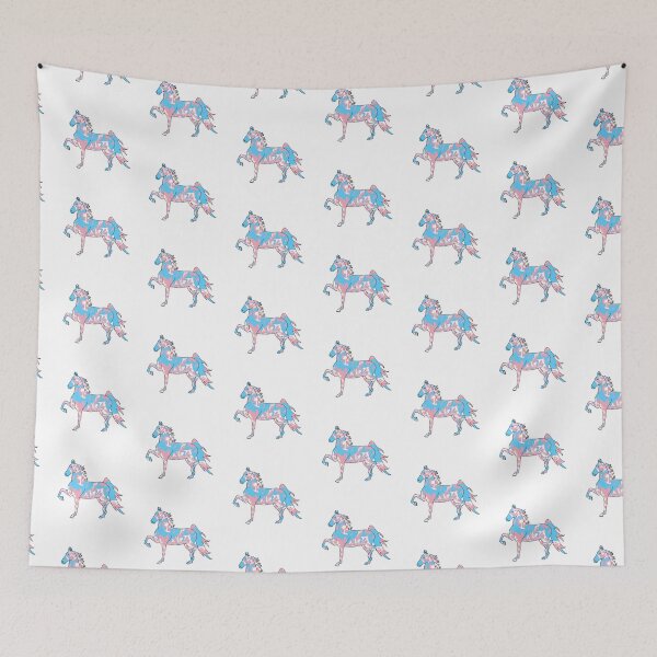 Item preview, Swirly Saddlebred Trotting Pink White Blue designed and sold by theaadesigns.