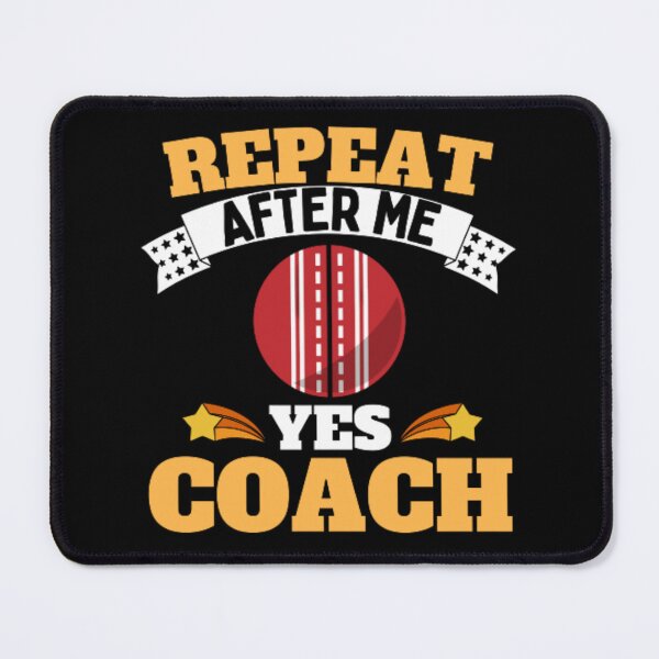 Artikelvorschau, Wiederholen Sie After Me Yes Coach Cricket – Gelb Weiß – Funny Sports entworfen und verkauft von GymWearDepot.