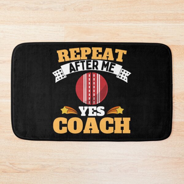 Artikelvorschau, Wiederholen Sie After Me Yes Coach Cricket – Gelb Weiß – Funny Sports entworfen und verkauft von GymWearDepot.