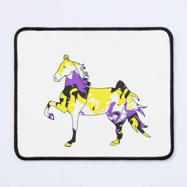 Item preview, Swirly Saddlebred Trotting Black Yellow White Purple designed and sold by theaadesigns.