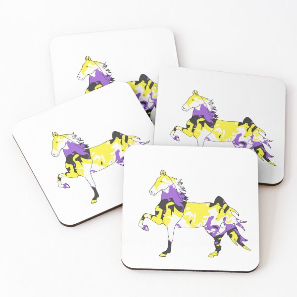 Item preview, Swirly Saddlebred Trotting Black Yellow White Purple designed and sold by theaadesigns.