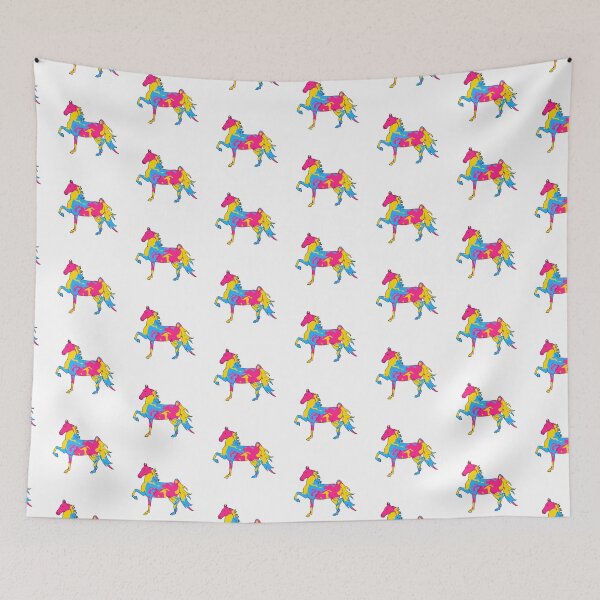 Item preview, Swirly Saddlebred Trotting Pink Yellow Blue designed and sold by theaadesigns.