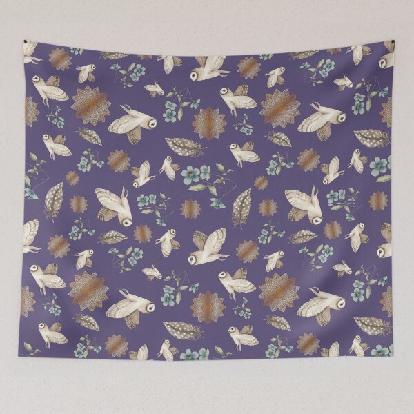 Item preview, Barn Owls Pattern in LAVENDER  designed and sold by snowyowls.