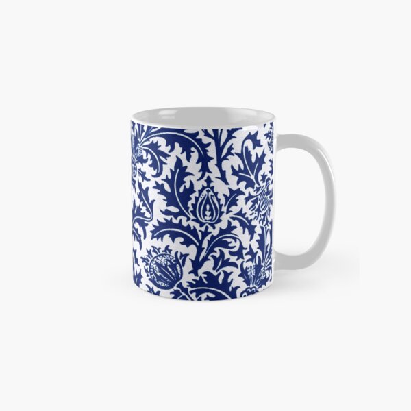 William Morris Thistle Damask, Cobalt Blue and White Classic Mug