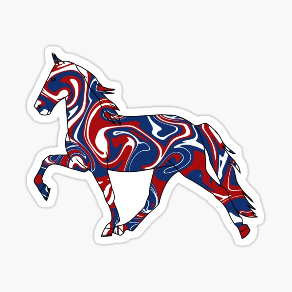 Aperçu de l'œuvre Whirly Walking Horse Rouge Blanc et Bleu créée et vendue par theaadesigns.