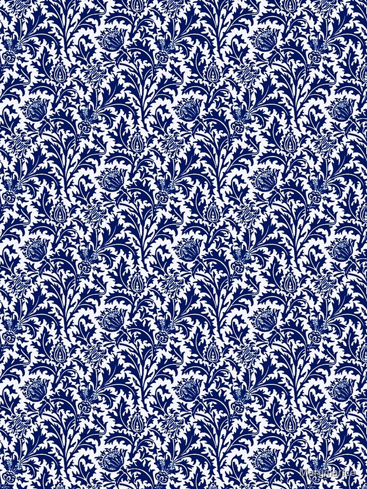 "William Morris Thistle Damask, Cobalt Blue And White " Leggings By ...