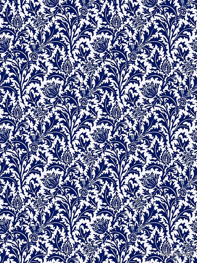 "William Morris Thistle Damask, Cobalt Blue And White " Scarf For Sale ...