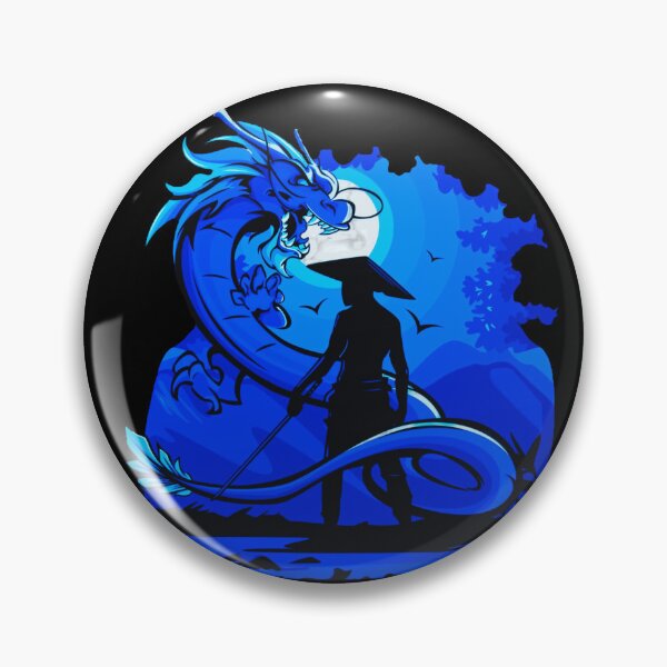 Artikelvorschau, Blaues Anime-Samurai- und Drachendesign entworfen und verkauft von Dven-Clothes.