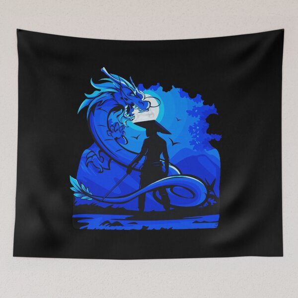 Item preview, Blue Anime Samurai and Dragon design designed and sold by Dven-Clothes.
