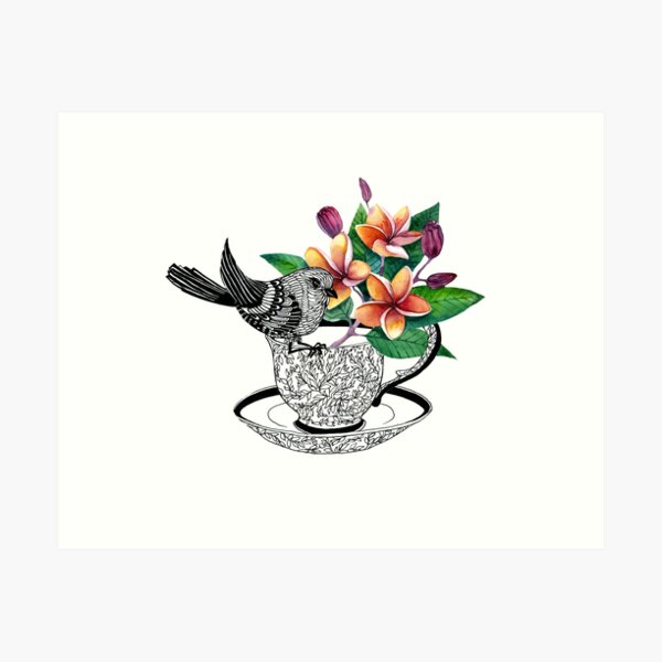 Little Bird on the Tea Cup Art Print