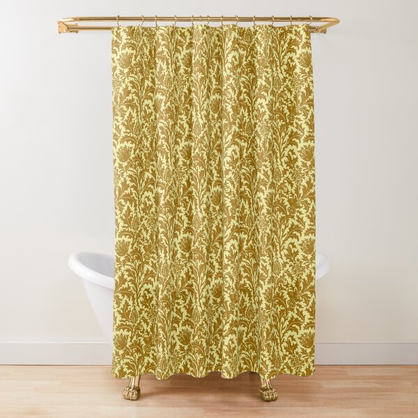 William Morris Thistle Damask, Mustard Gold Shower Curtain