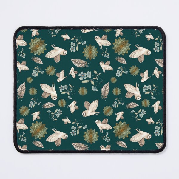 Item preview, Barn Owls Pattern in dark teal designed and sold by snowyowls.
