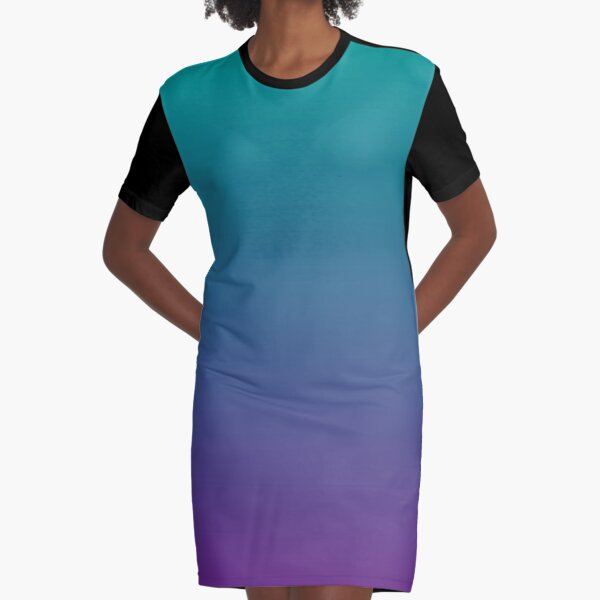 Ombre | Gradient Colors | Teal and Purple | Graphic T-Shirt Dress