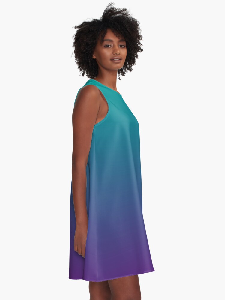 Alternate view of Ombre | Gradient Colors | Teal and Purple | A-Line Dress