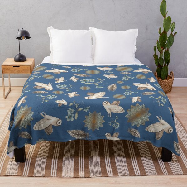 Item preview, Barn Owls Pattern in light blue designed and sold by snowyowls.