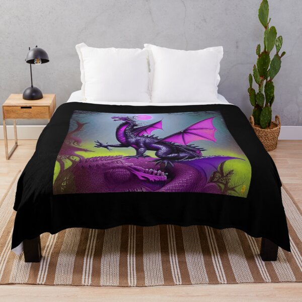 Item preview, Whimsical dark dragon with flowers with glitter black and purple. designed and sold by Traveltejas.