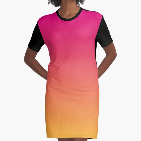 Ombre | Gradient Colors | Pink and Orange | Graphic T-Shirt Dress