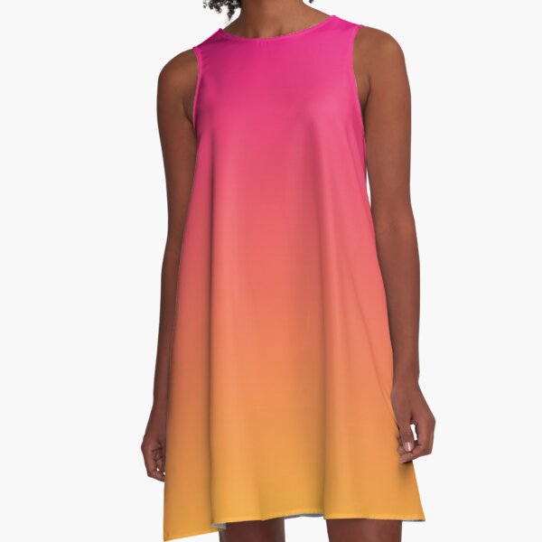 Ombre | Gradient Colors | Pink and Orange | A-Line Dress