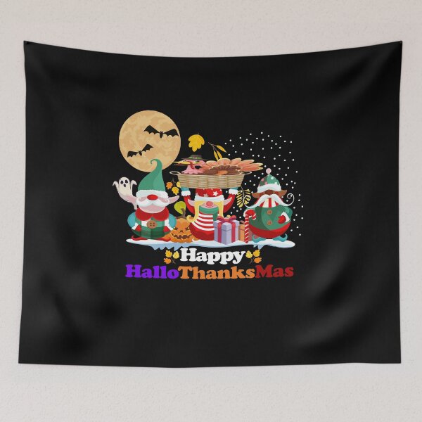 Item preview, Halloween Thanksgiving Christmas Happy HalloThanksMas Gnomes designed and sold by Amirhal.