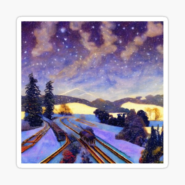 Item preview, Abandoned Train Railyard Starry Winter Night Scenery designed and sold by Zeph1.
