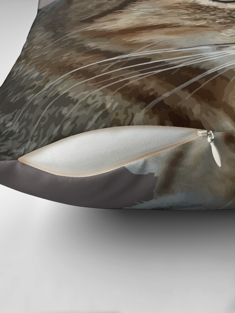 Thumbnail 2 of 4, Pillow, Stunning Tabby Cat Close Up Portrait Vector Isolated designed and sold by taiche.
