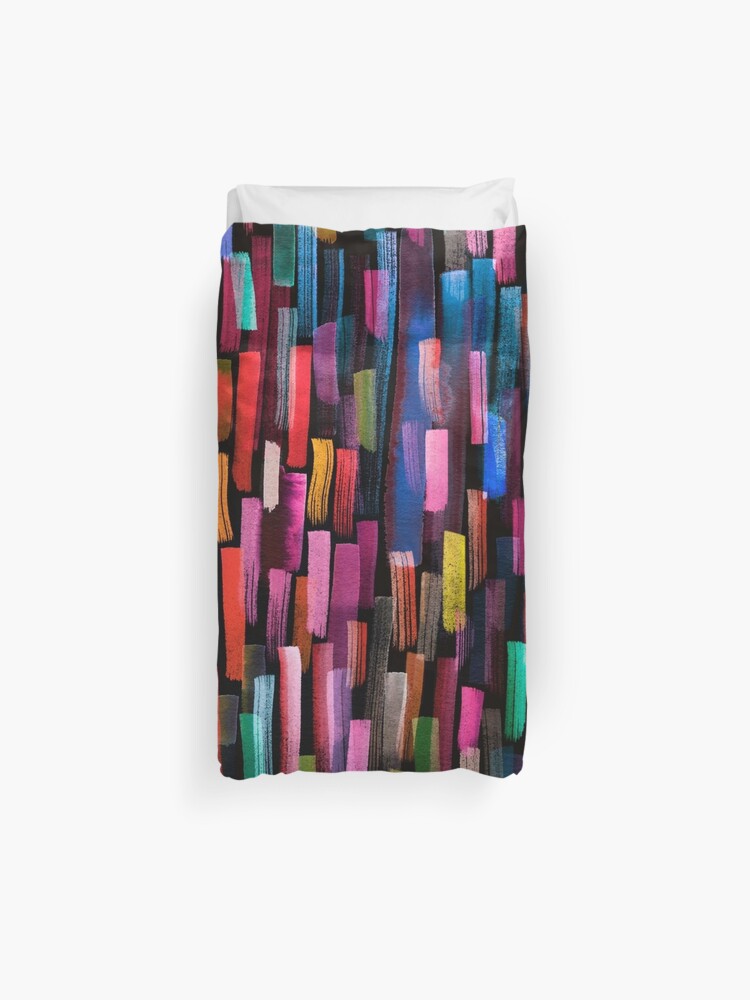 Multicolored Watercolor Stripes Pattern Duvet Cover By