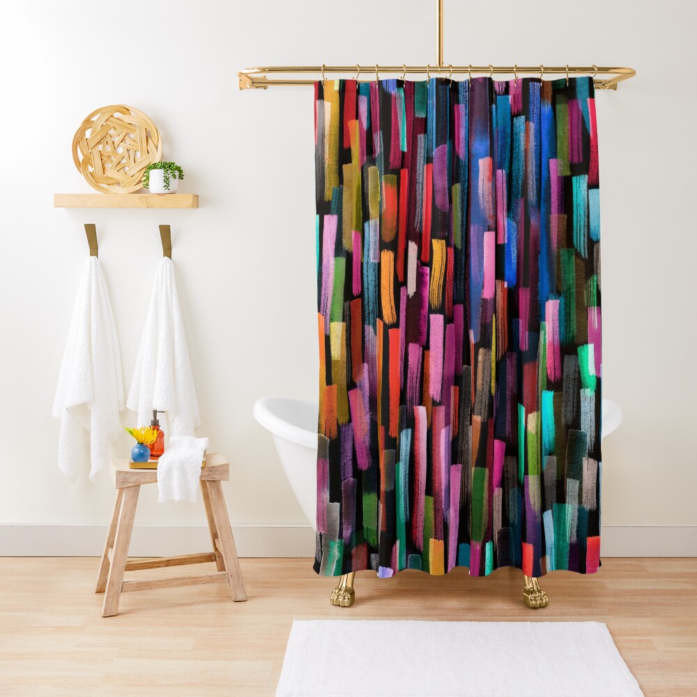 Multicolored watercolor stripes pattern Shower Curtain