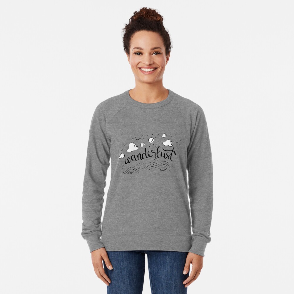 Wanderlust - Black and White illustration Lightweight Sweatshirt