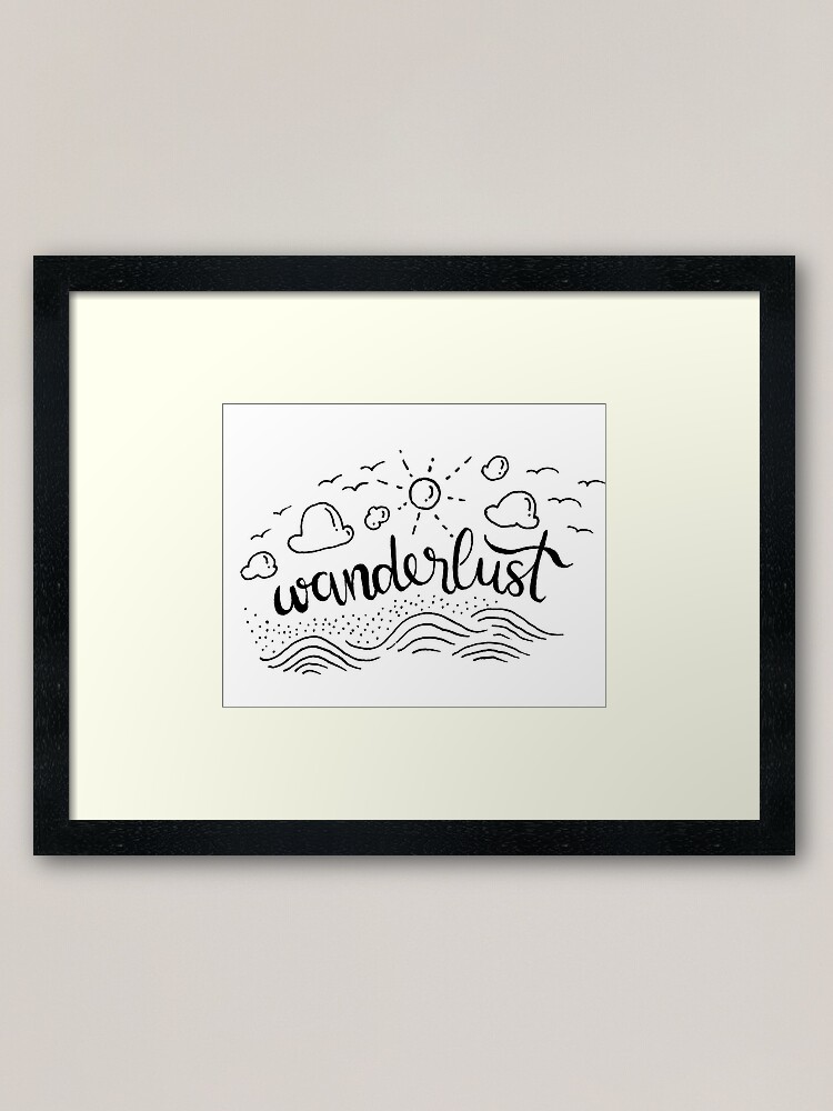 Alternate view of Wanderlust - Black and White illustration Framed Art Print