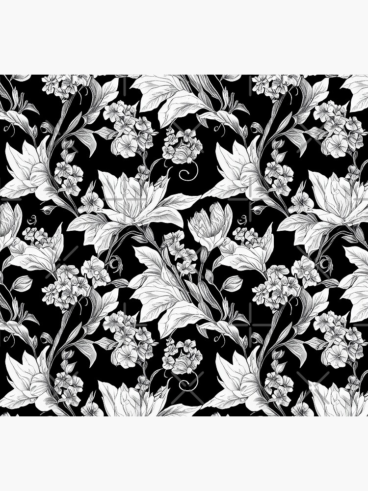 Disover Vintage Floral Cottagecore Romantic Flower Design Black and White Socks