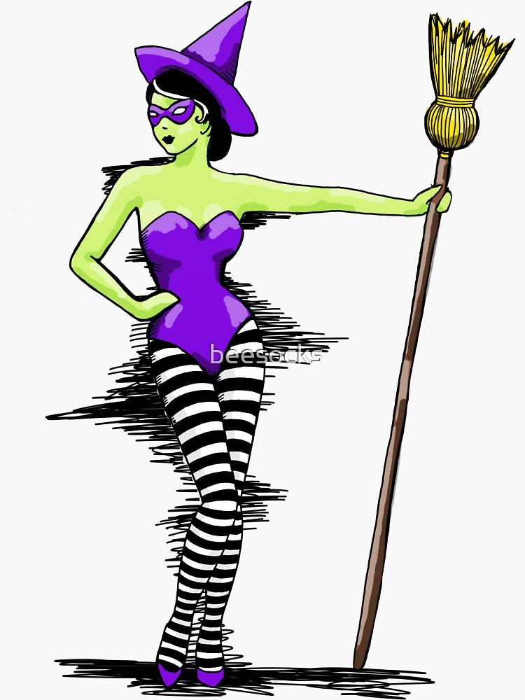 Wicked Witch Pinup Girl Sticker By Beesocks Redbubble 8335