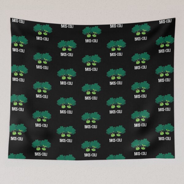 Item preview, Bros-coli Broccoli Funny Veggie Puns (Dark BG) designed and sold by punnybone.