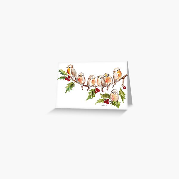 Seven Little Birds Greeting Card