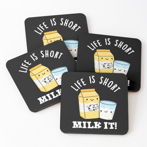 Item preview, LIfe Is Short Milk It Funny Drink Puns (Dark BG) designed and sold by punnybone.