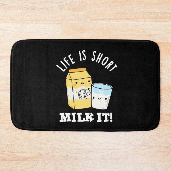 Artikelvorschau, LIfe Is Short Milk It Lustige Getränke-Wortspiele (Dark BG) entworfen und verkauft von punnybone.