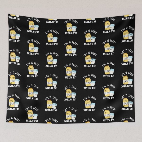 Item preview, LIfe Is Short Milk It Funny Drink Puns (Dark BG) designed and sold by punnybone.