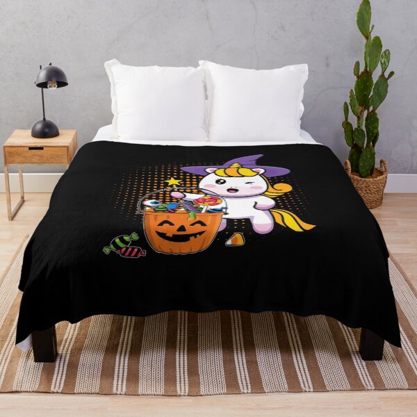 Item preview, Cute Candy Corn Unicorn Halloween witch hat and pumpkin designed and sold by Mac Store.