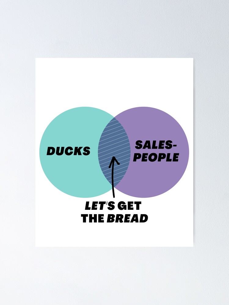 "Venn Diagram Ducks vs. Sales People Let’s get the bread!" Poster for