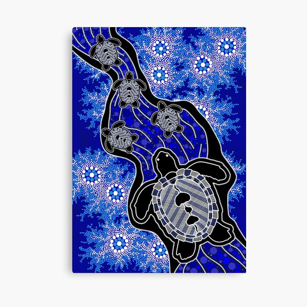 Authentic Aboriginal Art - Baby Sea Turtles Canvas Print