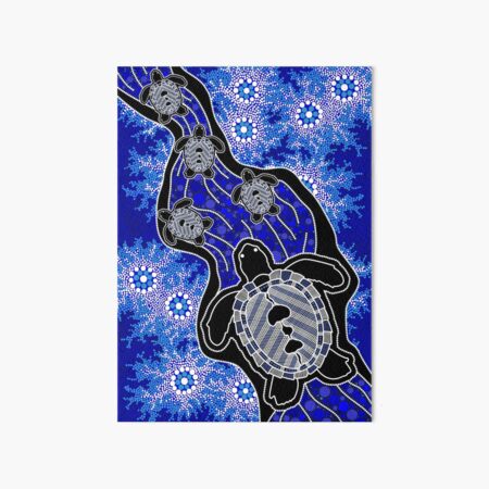 Authentic Aboriginal Art - Baby Sea Turtles Art Board Print