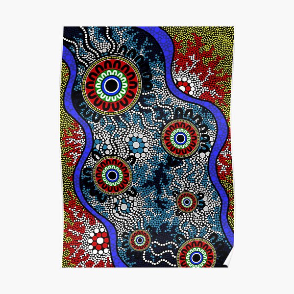 Art aborigène authentique - Camping Dots Poster